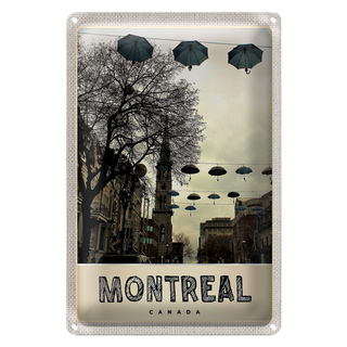 Blechschild Reise 20x30cm Montreal Kanada Europa Regenschirm