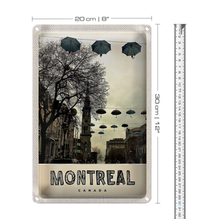 Blechschild Reise 20x30cm Montreal Kanada Europa Regenschirm
