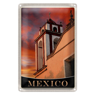 Blechschild Reise 20x30cm Mexiko Amerika USA Mittelalter Kirche