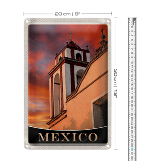 Blechschild Reise 20x30cm Mexiko Amerika USA Mittelalter Kirche