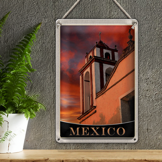 Blechschild Reise 20x30cm Mexiko Amerika USA Mittelalter Kirche