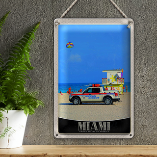 Blechschild Reise 20x30cm Miami USA Amerika Ozeanrettung Wagen