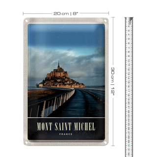 Blechschild Reise 20x30cm Moint Saint Michel Frankreich Burg