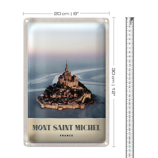Blechschild Reise 20x30cm Moint Saint Michel Frankreich Stadt