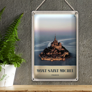 Blechschild Reise 20x30cm Moint Saint Michel Frankreich Stadt