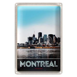 Blechschild Reise 20x30cm Montreal Kanada Riesenrad Fluss Stadt