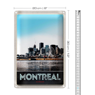 Blechschild Reise 20x30cm Montreal Kanada Riesenrad Fluss Stadt
