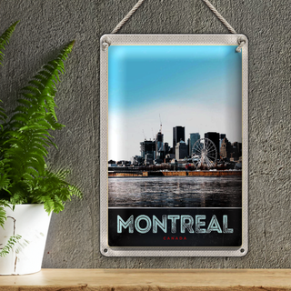 Blechschild Reise 20x30cm Montreal Kanada Riesenrad Fluss Stadt