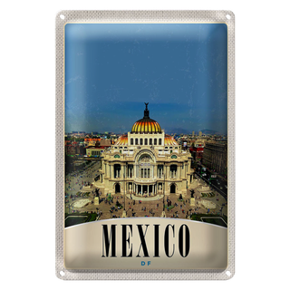 Blechschild Reise 20x30cm Mexiko Amerika USA Mitelalter Gebäude