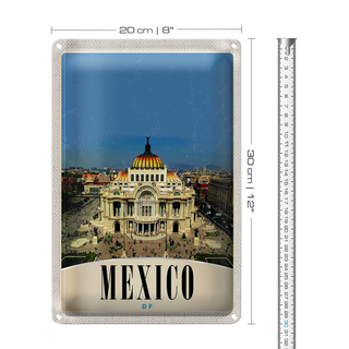 Blechschild Reise 20x30cm Mexiko Amerika USA Mitelalter Gebäude