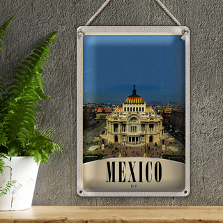 Blechschild Reise 20x30cm Mexiko Amerika USA Mitelalter Gebäude