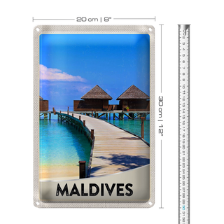 Blechschild Reise 20x30cm Malediven Insel Urlaub Meer