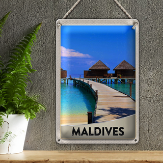Blechschild Reise 20x30cm Malediven Insel Urlaub Meer