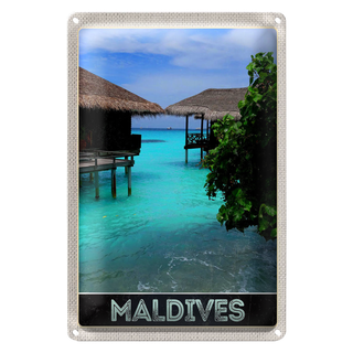Blechschild Reise 20x30cm Malediven Insel Meer Sonne