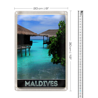 Blechschild Reise 20x30cm Malediven Insel Meer Sonne