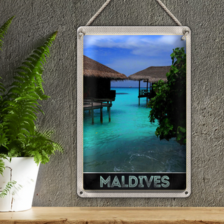 Blechschild Reise 20x30cm Malediven Insel Meer Sonne