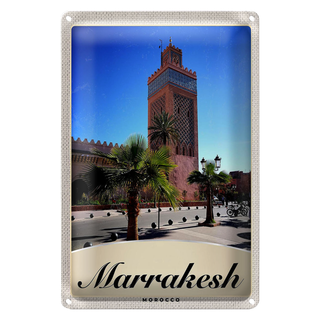 Blechschild Reise 20x30cm Marrakesch Marokko Kultur Moschee