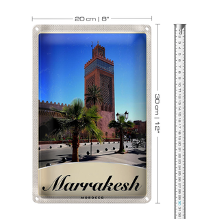 Blechschild Reise 20x30cm Marrakesch Marokko Kultur Moschee