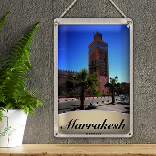 Blechschild Reise 20x30cm Marrakesch Marokko Kultur Moschee