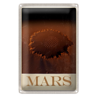 Blechschild Reise 20x30cm Mars Weltraum Abdruck roter Planet