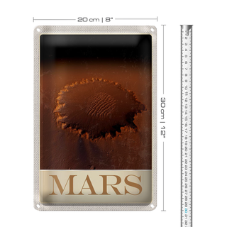 Blechschild Reise 20x30cm Mars Weltraum Abdruck roter Planet
