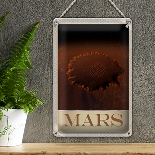 Blechschild Reise 20x30cm Mars Weltraum Abdruck roter Planet