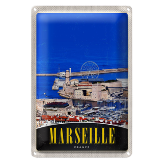 Blechschild Reise 20x30cm Marseille Frankreich Stadt Riesenrad