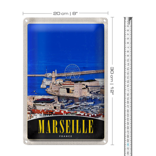 Blechschild Reise 20x30cm Marseille Frankreich Stadt Riesenrad