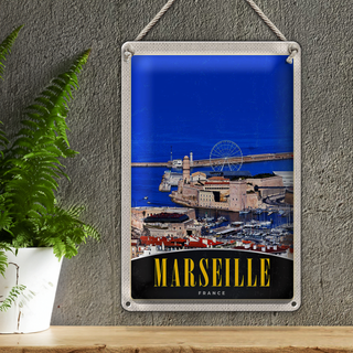 Blechschild Reise 20x30cm Marseille Frankreich Stadt Riesenrad