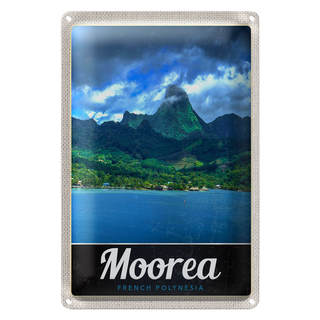 Blechschild Reise 20x30cm Moorea Französisch-Polynesien Insel