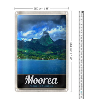 Blechschild Reise 20x30cm Moorea Französisch-Polynesien Insel