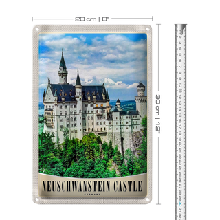 Blechschild Reise 20x30cm Neuschwanstein Schloss Architektur