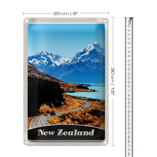 Blechschild Reise 20x30cm Neuseeland Europa Stadt Urlaub Gebirge