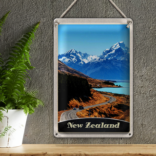 Blechschild Reise 20x30cm Neuseeland Europa Stadt Urlaub Gebirge