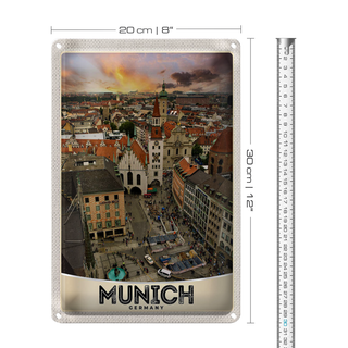 Blechschild Reise 20x30cm Aussblick auf München Deutschland