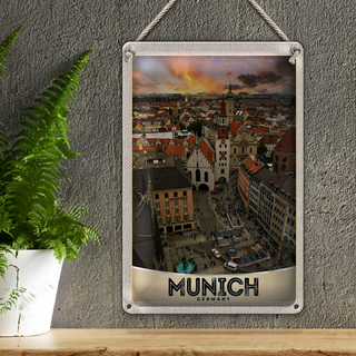 Blechschild Reise 20x30cm Aussblick auf München Deutschland