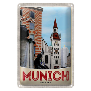 Blechschild Reise 20x30cm München Aussicht Architektur Stadt