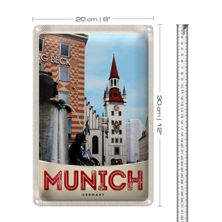 Blechschild Reise 20x30cm München Aussicht Architektur Stadt
