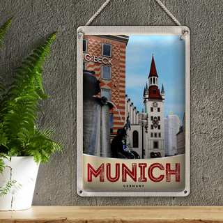 Blechschild Reise 20x30cm München Aussicht Architektur Stadt