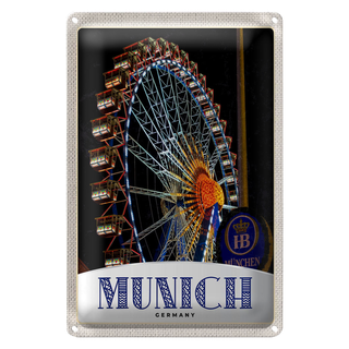 Blechschild Reise 20x30cm München Oktoberfest Riesenrad Kirmes