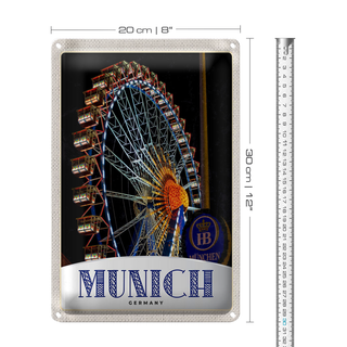 Blechschild Reise 20x30cm München Oktoberfest Riesenrad Kirmes