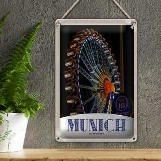 Blechschild Reise 20x30cm München Oktoberfest Riesenrad Kirmes