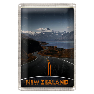 Blechschild Reise 20x30cm Neuseeland Meer Straße Natur Urlaub