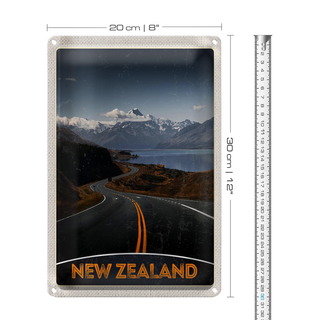 Blechschild Reise 20x30cm Neuseeland Meer Straße Natur Urlaub