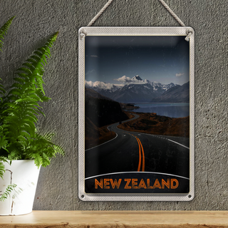 Blechschild Reise 20x30cm Neuseeland Meer Straße Natur Urlaub