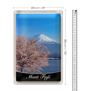 Blechschild Reise 20x30cm Mont Fuji Japan Asien Gebirge Baum