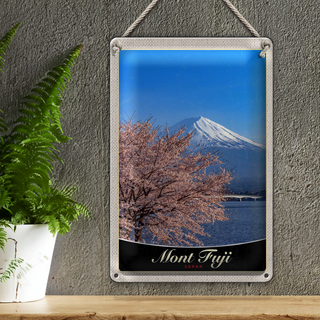 Blechschild Reise 20x30cm Mont Fuji Japan Asien Gebirge Baum