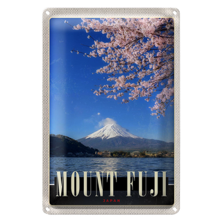 Blechschild Reise 20x30cm Mont Fuji Japan Asien Meer Natur