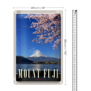 Blechschild Reise 20x30cm Mont Fuji Japan Asien Meer Natur