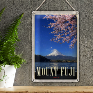 Blechschild Reise 20x30cm Mont Fuji Japan Asien Meer Natur